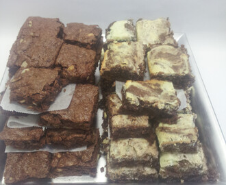 Mandel-Kola brownie och White chocolate cheesecake brownie