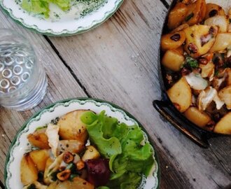 Bakade majrovor med äpple, getost och salvia