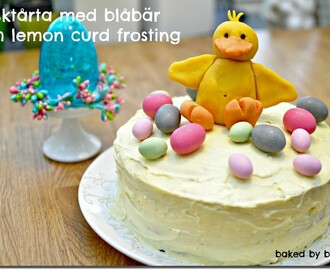 Påsktårta med blåbär och lemon curd frosting