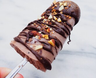 Vegan Chocolate Nougat and Almond Ice Cream Popsicles