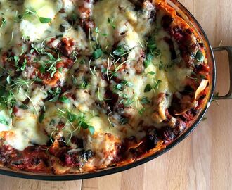 Vegetarisk lasagne med halloumi