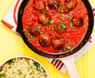 Mexikanska köttbullar i rökig cchili-tomatsås.