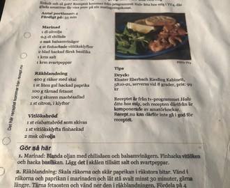 Chilimarinerade räkor med fetaost