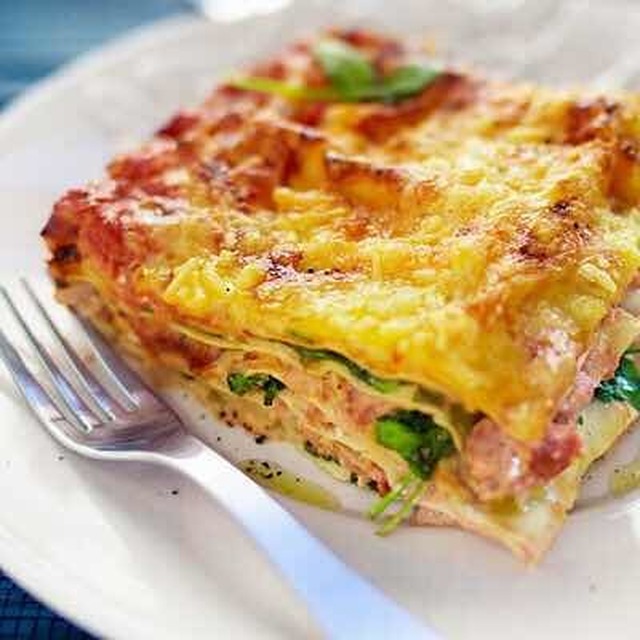 Lasagne med lax och spenat