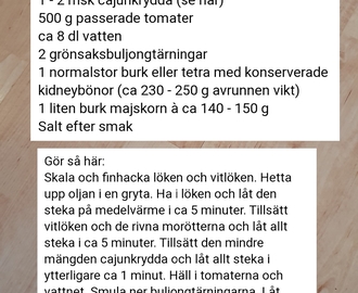 Cajunkryddad soppa med bönor majs och morötter