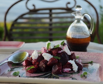 Rödbetor med hallon, chévre och balsamico - nytt nummer av Isabellas med Husmorsrecept