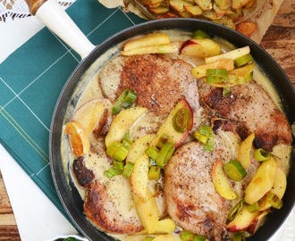 Ein Stückchen Frankreich! Schweinekotelettes mit Äpfeln und Anna-Kartoffeln