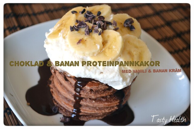 Pannkakssöndag: Choklad & banan proteinpannkakor med vanilj & banankräm