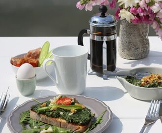 Lantbröd med pesto på brännässlor