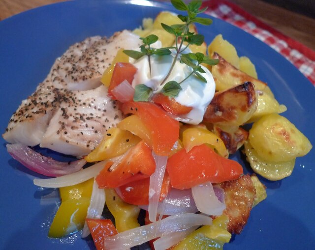 sköt-sig-själv torsk med potatis och grönsaker