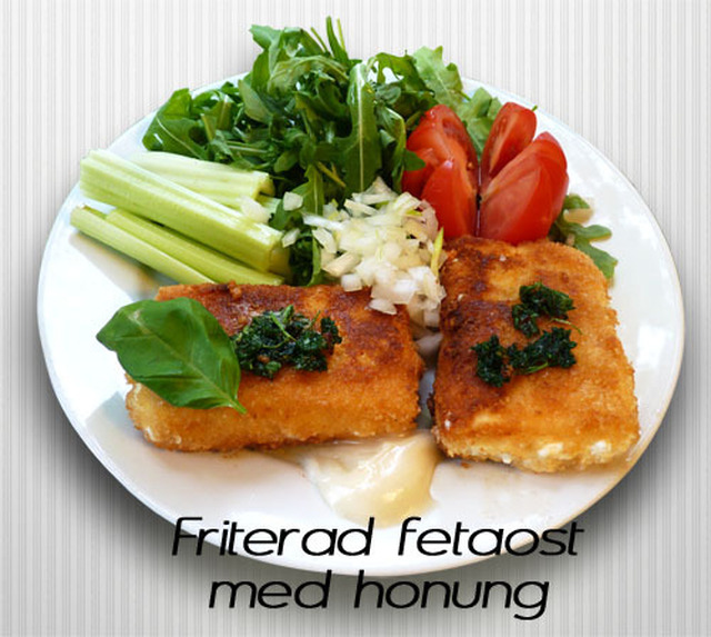 Friterad fetaost med honung