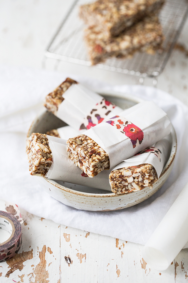 Toasted Seed and Almond Bars with Salted Date Caramel