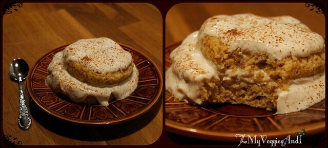 Pumpa mugcake med vanilj-jordnötskräm!