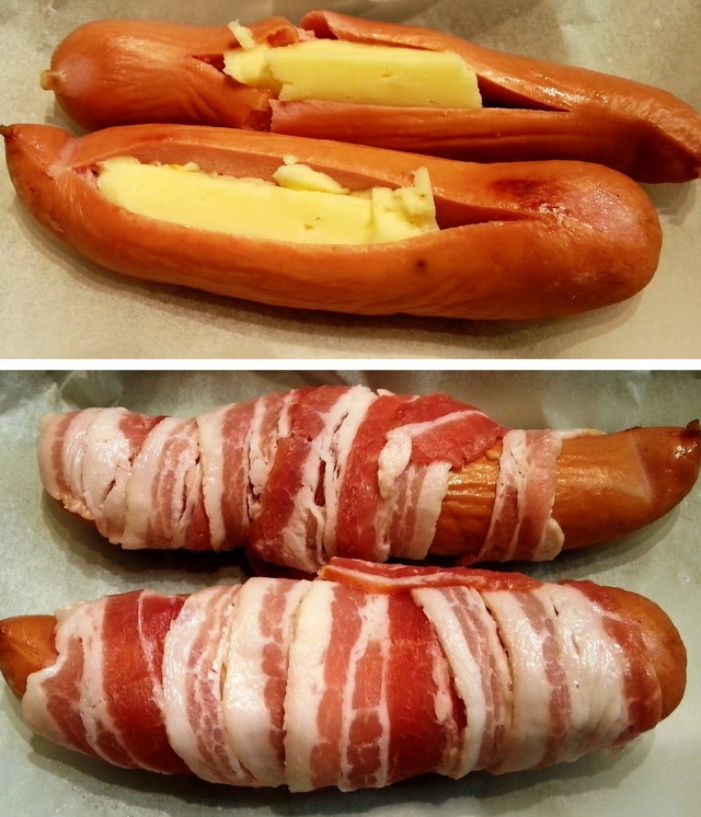 Rindswurst, Ost, Bacon, Grönsaker, Stuvning - Recept