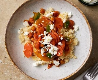 Vegetarisk tagine med saffran och torkade aprikoser