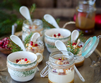 Gingerbread Panna Cotta with Gingerbread Caramel Sauce and Frozen Lingonberries (Pepparkakspannacotta med Pepparkakskaramell och Frusna Lingon)