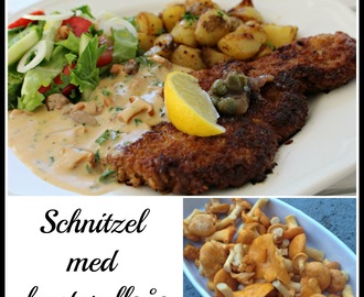 Schnitzel med kantarellsås