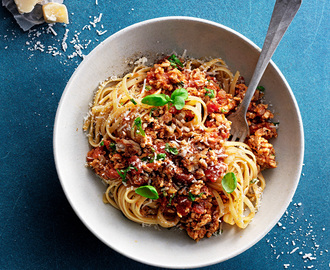 Pasta Bolognese gjord på kycklingfärs