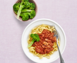 Tagliatelle med bacon och tomatsås | Recept ICA.se