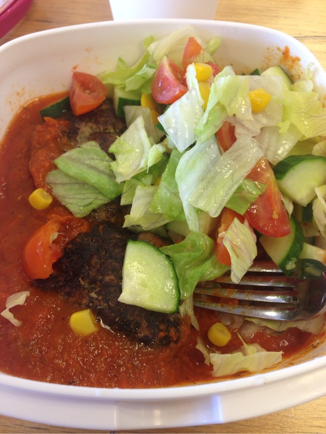 Lunch - Pannbiff med salsasås och sallad