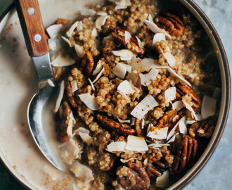 Breakfast Quinoa w/ Chai-Spiced Almond Milk + Cinnamon