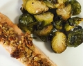 Honey walnut crusted salmon & lemon garlic roasted bussels sprouts