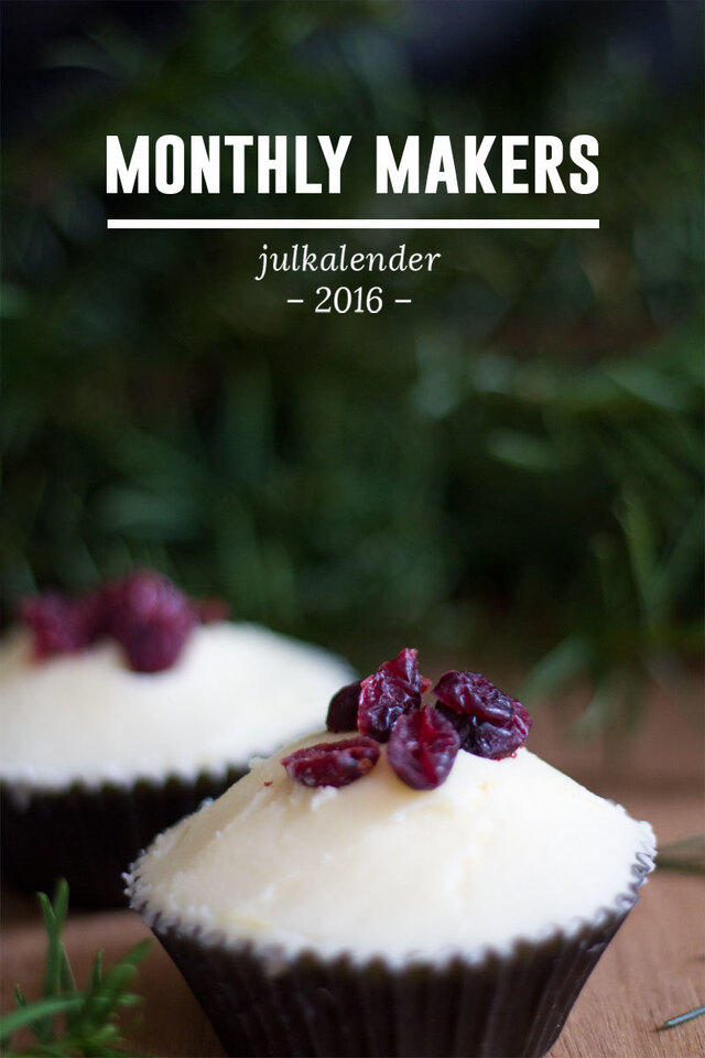 Monthly Makers Julkalender: Pepparkaksmuffins med frosting och torkade tranbär