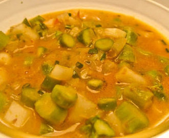 Panag curry med vit & grönsparrissås