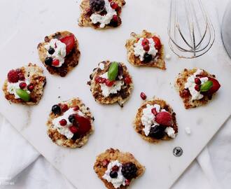 Protein Rich Cottage Cheese Fritters with Berries and Fresh Basil