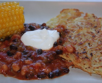 Cajunkryddad böngryta med hash browns