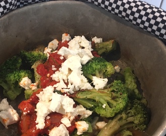 LCHF Rostad broccoli med chorizo och fetaost