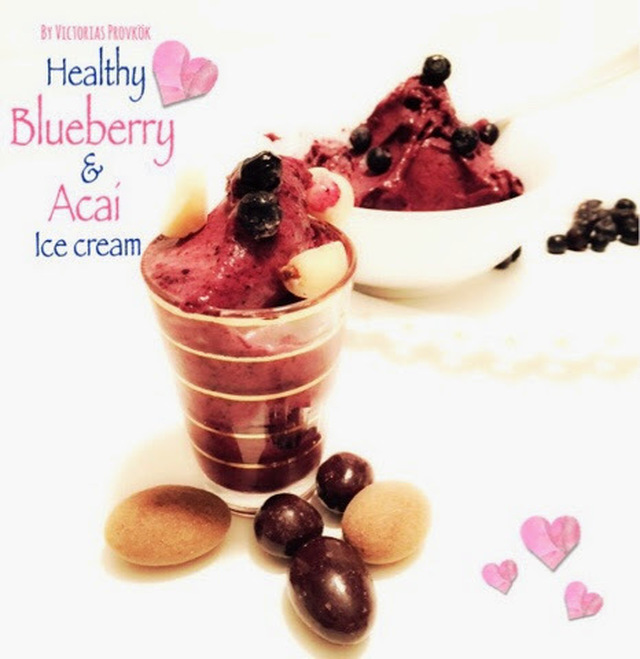 Hälsosam blåbärsglass med acai