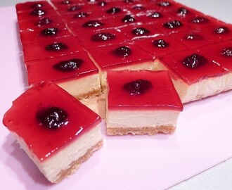 Körbärscheesecake i minibitar