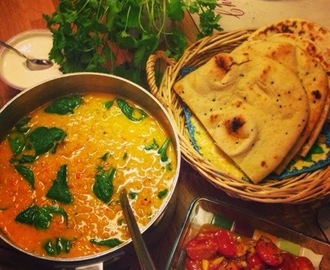 Snabb daal och varm tomatsallad