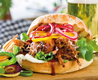 Pulled pork-hamburgare