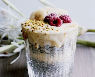 Vanilla Chia Pudding with Turmeric & Ginger Ice Cream and Bee Pollen