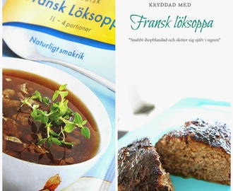 Köttfärslimpa med fransk löksoppa