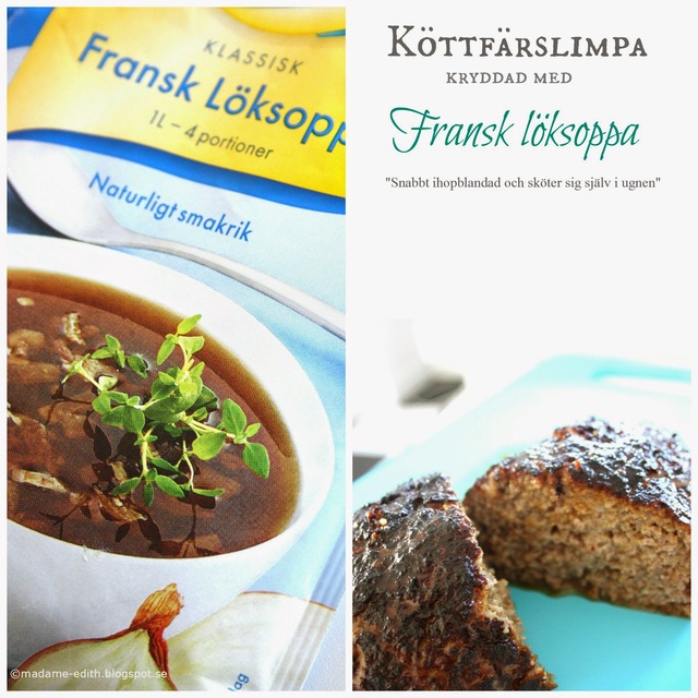 Köttfärslimpa med fransk löksoppa