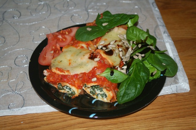 Cannelloni med ricotta, spenat och parmesan