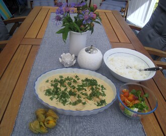 Kycklinggryta med gorgonzola.