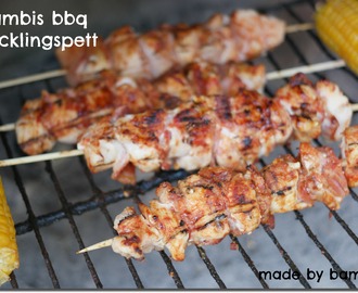 Bambis BBQ kycklingspett med bacon och chipotle