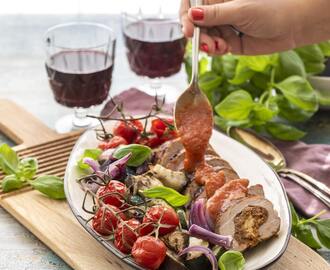 Fylld fläskfilé med soltorkad tomat och mozzarella