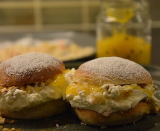 Luftiga semlor med passionsfrukt