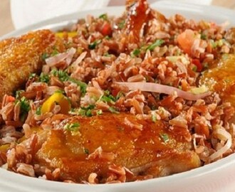 Receita de Galinhada com Creme de Feijão Branco e Arroz Vermelho, aprenda como fazer essa delicia e, sua casa, fácil e simples fica uma delicia, anote a receita.