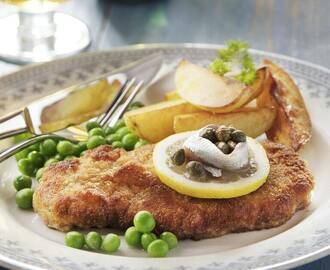 Wienerschnitzel med klyftpotatis