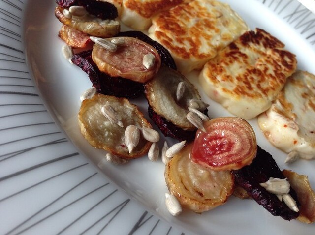 Halloumi med rostade betor