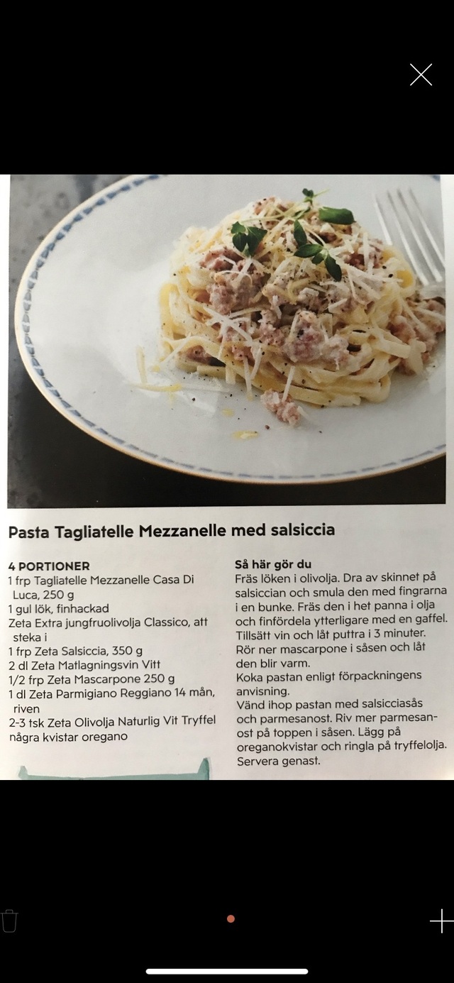 Pasta Tagliatelle Mezzanelle med salsiccia