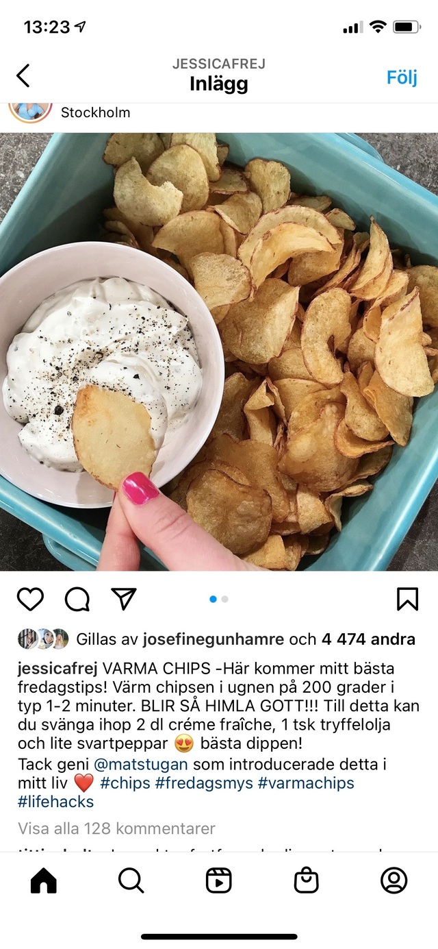 Varma chips med tryffeldip