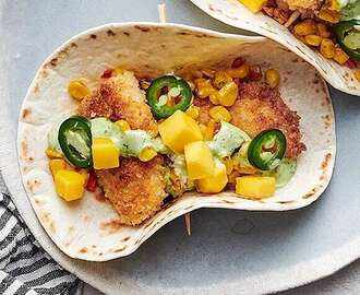 Pankofriterad chicken taco