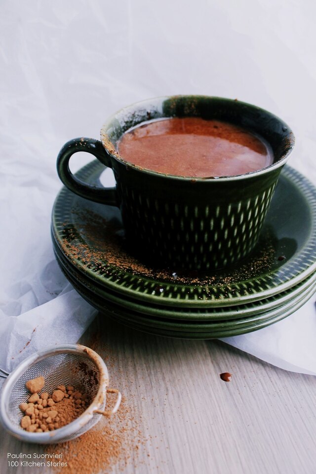 Vegan Hot Cocoa with Maca and Chocolate Sauce